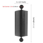 Braccio galleggiante in fibra di carbonio a doppia sfera PULUZ da 9,84 pollici, lunghezza 25 cm, diametro 80 mm, diametro sfera: 25 mm, galleggiabilità: 600 g, 8 inch 600g Buoyancy