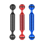 Braccio galleggiante in fibra di carbonio a doppia sfera PULUZ da 5 pollici, lunghezza 13 cm, diametro 20,8 mm, diametro sfera: 25 mm, 5 inch Black, 5 inch Blue, 5 inch Red