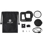 Custodia PULUZ Gabbia protettiva in lega di alluminio CNC con telaio assicurativo e lente UV da 52 mm per GoPro HERO8 Nero, For HERO8 Black with Frame