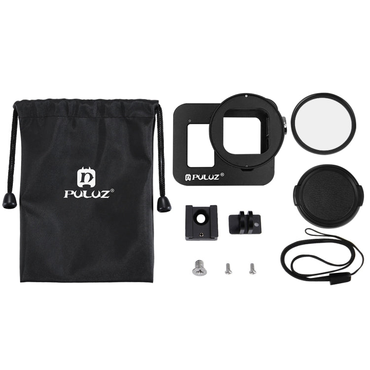 Custodia PULUZ Gabbia protettiva in lega di alluminio CNC con telaio assicurativo e lente UV da 52 mm per GoPro HERO8 Nero, For HERO8 Black with Frame