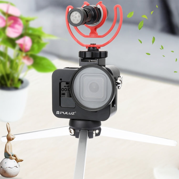 Custodia PULUZ Gabbia protettiva in lega di alluminio CNC con telaio assicurativo e lente UV da 52 mm per GoPro HERO8 Nero, For HERO8 Black with Frame