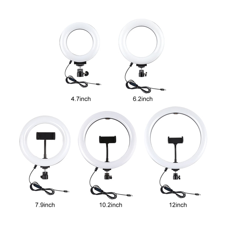 PULUZ 4.7 inch 12cm USB 3 Modes Dimmable LED Ring Selfie Beauty Vlogging Photography Video Lights with Ball Head for Tripod, 4.7 inch with Ball Head