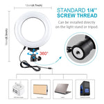 Anello LED dimmerabile 4.7" USB con testa a sfera