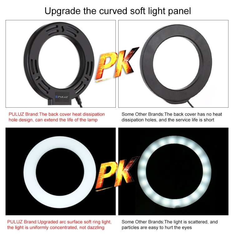 PULUZ 4.7 inch 12cm USB 3 Modes Dimmable LED Ring Selfie Beauty Vlogging Photography Video Lights with Ball Head for Tripod, 4.7 inch with Ball Head