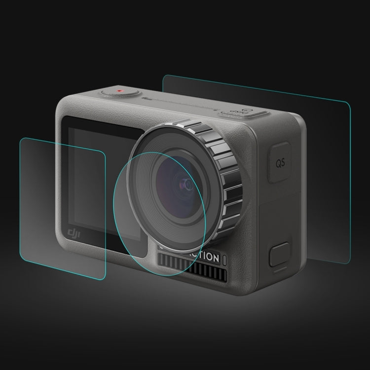 Obiettivo PULUZ + display LCD anteriore e posteriore Pellicola in vetro temperato 9H 2.5D per DJI Osmo Action, For DJI Osmo Action