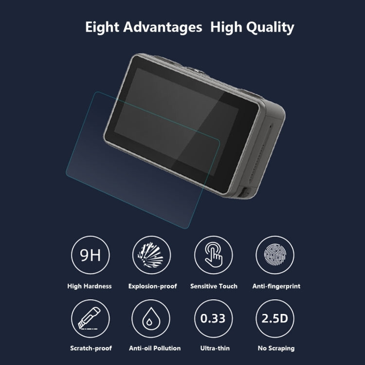Obiettivo PULUZ + display LCD anteriore e posteriore Pellicola in vetro temperato 9H 2.5D per DJI Osmo Action, For DJI Osmo Action
