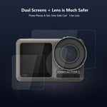 Obiettivo PULUZ + display LCD anteriore e posteriore Pellicola in vetro temperato 9H 2.5D per DJI Osmo Action, For DJI Osmo Action