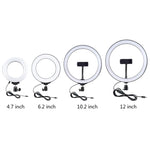 Supporto da tavolo con base rotonda PULUZ + luce video vlogging ad anello LED dimmerabile da 4,7 pollici 12 cm 3 modalità, altezza regolabile: 15,5 cm-25,5 cm, Desktop Mount+4.7 inch