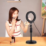 Supporto da tavolo con base rotonda PULUZ + luce video vlogging ad anello LED dimmerabile da 4,7 pollici 12 cm 3 modalità, altezza regolabile: 15,5 cm-25,5 cm, Desktop Mount+4.7 inch