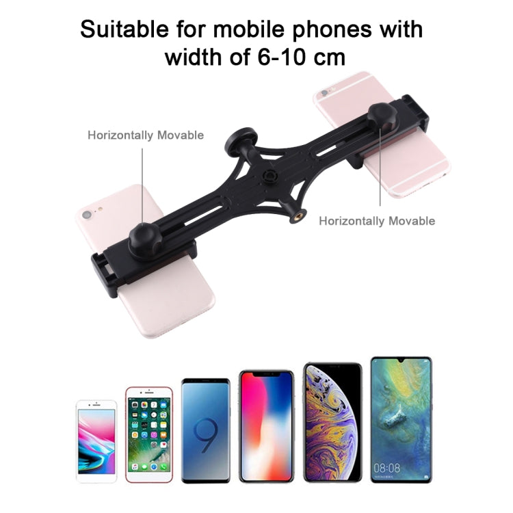 PULUZ Trasmissione in diretta Staffe per doppio telefono Supporto orizzontale per iPhone, Galaxy, Huawei, Xiaomi, Sony e altri smartphone, Dual Phone Bracket