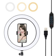 PULUZ 11,8 pollici 30 cm USB 3 modalità dimmerabile anello LED Vlogging Selfie Fotografia Luci video con testa a sfera per treppiede con slitta fredda e morsetto per telefono, 11.8 inch