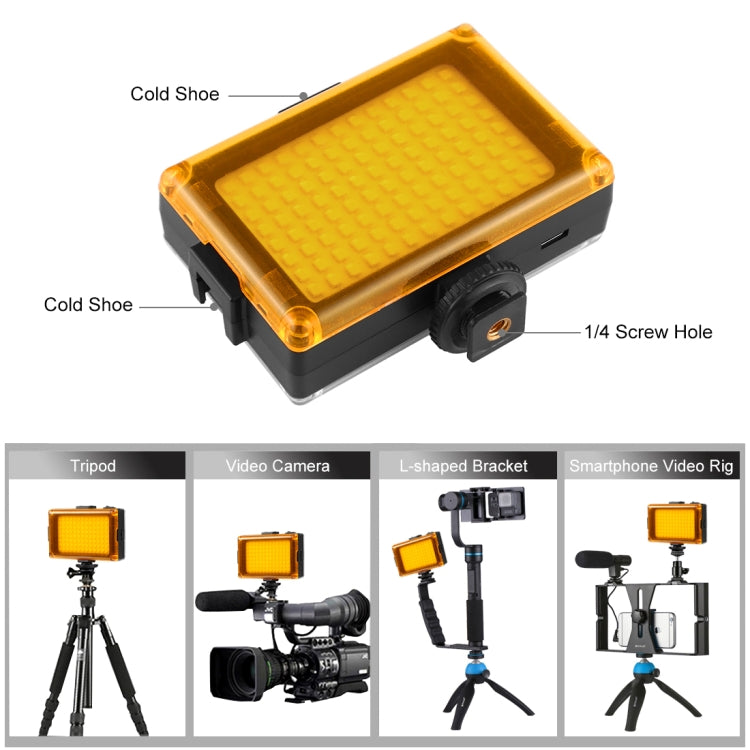 PULUZ Pocket 96 LED 860LM Luce professionale per vlogging, fotografia, video e studio fotografico con filtri magnetici bianchi e arancioni, pannello luminoso per fotocamere Canon, Nikon, DSLR, 96 LED (AE), 104 LED