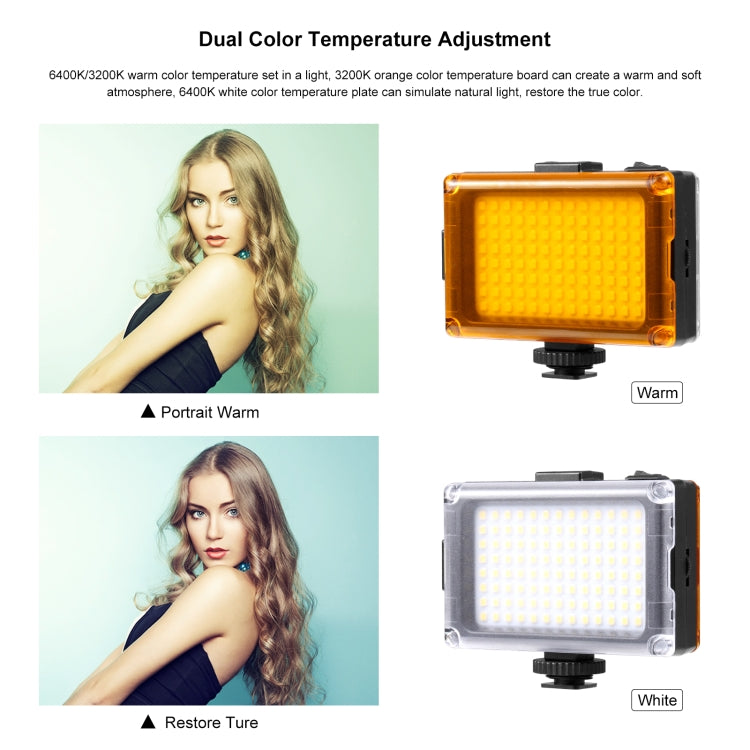PULUZ Pocket 96 LED 860LM Luce professionale per vlogging, fotografia, video e studio fotografico con filtri magnetici bianchi e arancioni, pannello luminoso per fotocamere Canon, Nikon, DSLR, 96 LED (AE), 104 LED