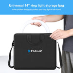 PULUZ Anello da 14 pollici con luci a LED Borsa a tracolla portatile con cerniera, dimensioni: 43 cm x 38 cm x 3 cm, 43cm x 38cm x 3cm