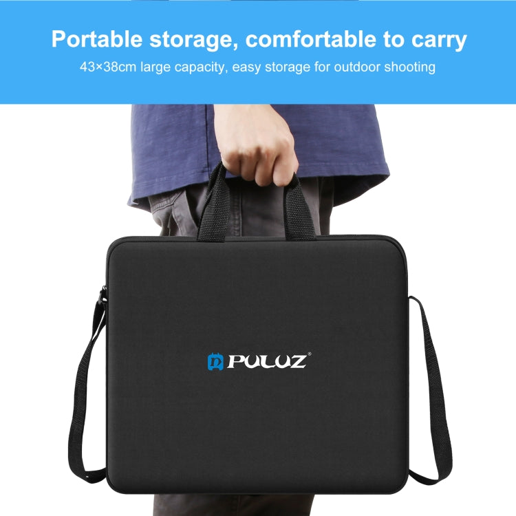 PULUZ Anello da 14 pollici con luci a LED Borsa a tracolla portatile con cerniera, dimensioni: 43 cm x 38 cm x 3 cm, 43cm x 38cm x 3cm