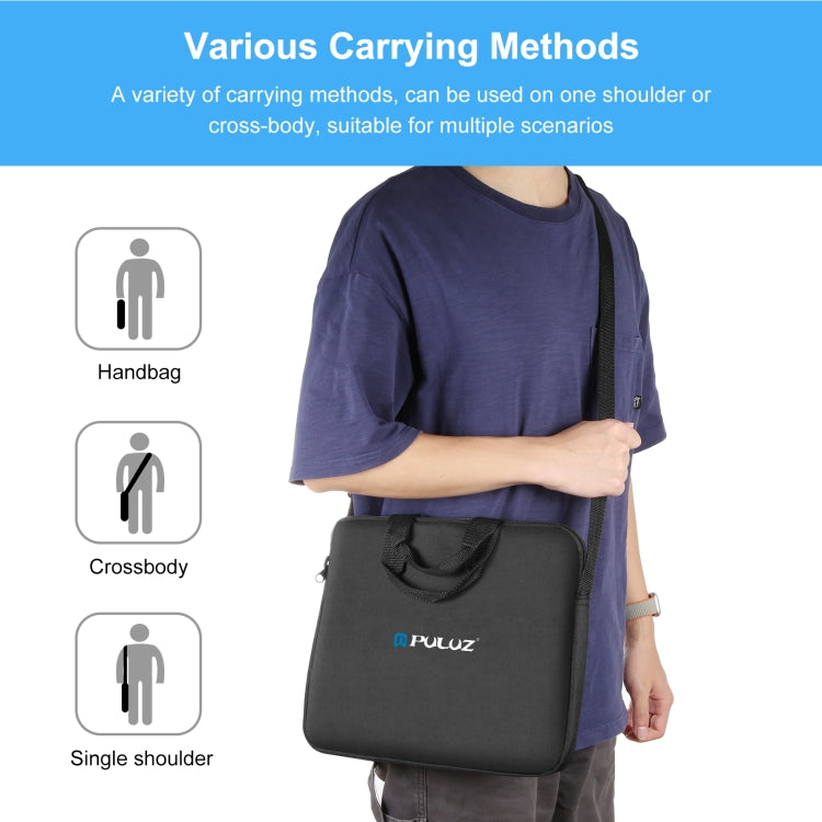 PULUZ Anello da 14 pollici con luci a LED Borsa a tracolla portatile con cerniera, dimensioni: 43 cm x 38 cm x 3 cm, 43cm x 38cm x 3cm