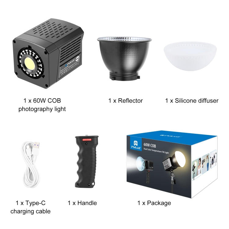 PULUZ 60W Studio Video Light 2500K-6500K Doppia Temperatura Colore Fotografia Professionale Luce di Riempimento, 60W Studio Video Light