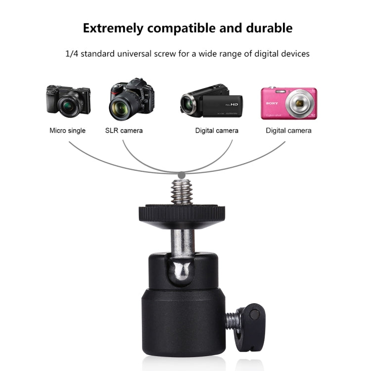 Adattatore per testa a sfera per treppiede in metallo con vite da 1/4 di pollice PULUZ con blocco, Tripod Ball Head