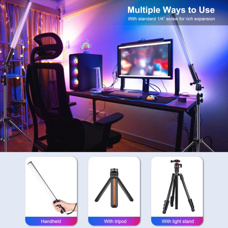 PULUZ 132 LED Luce a bastone portatile per foto, luce di riempimento RGB a colori, 132 LEDs RGB Fill Light