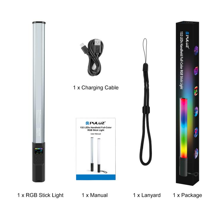 PULUZ 132 LED Luce a bastone portatile per foto, luce di riempimento RGB a colori, 132 LEDs RGB Fill Light