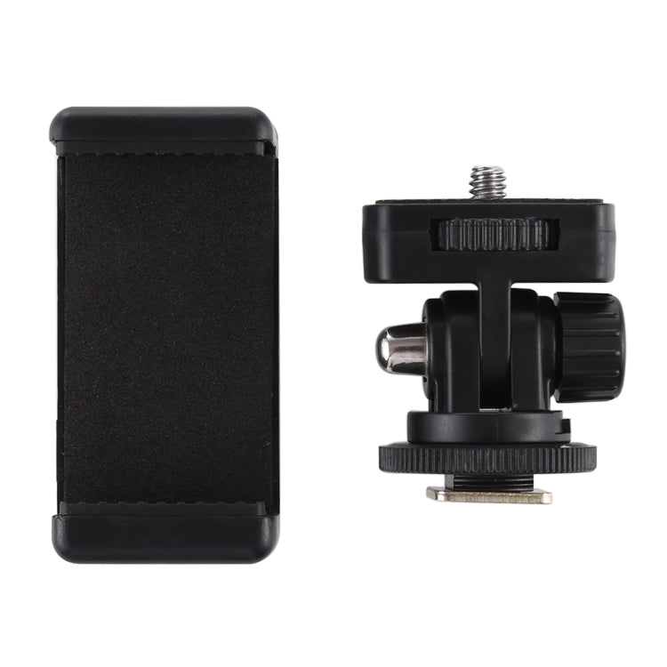 Adattatore per treppiede per scarpa fredda con filettatura a vite PULUZ da 1/4 di pollice con morsetto per telefono, Mount Adapter with Phone Clamp