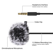 Microfono condensatore lavalier cablato 3,5 mm 1,5 m
