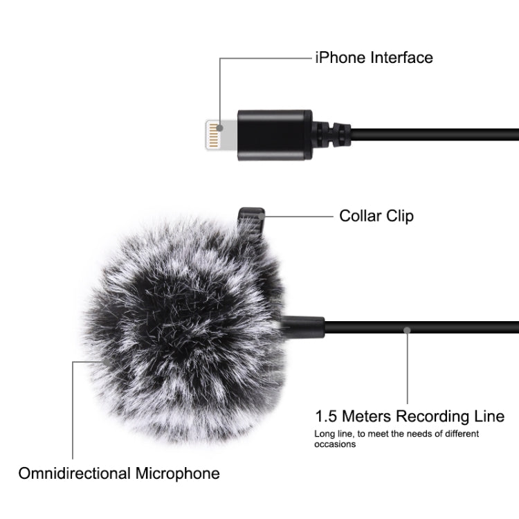 Microfono a condensatore Lavalier cablato 1,5 m 8 pin