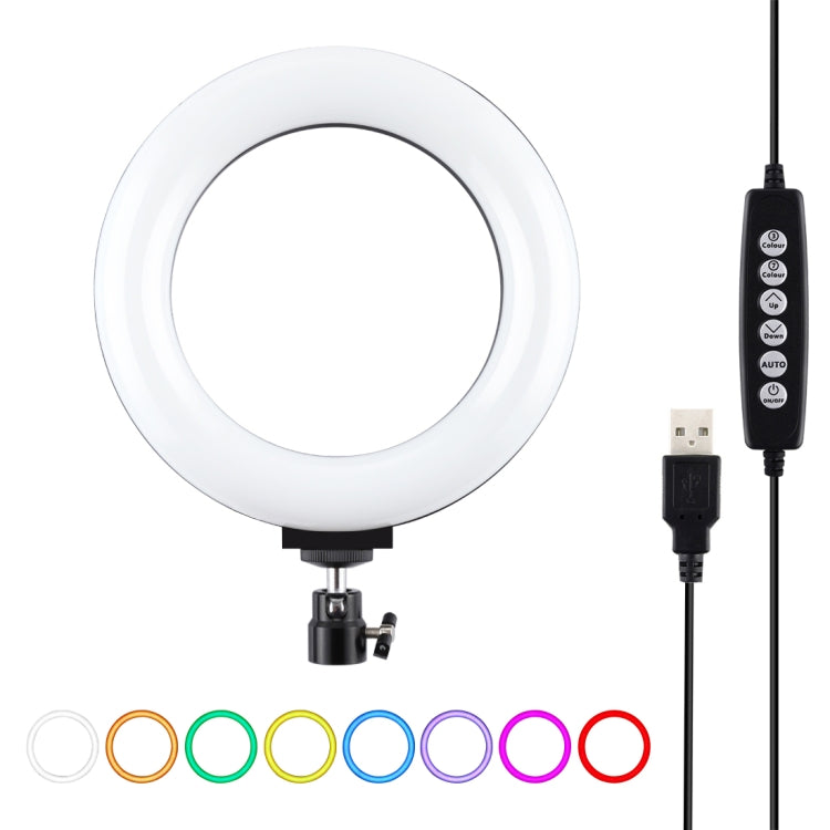 PULUZ 6.2 pollici 16 cm USB 10 modalità 8 colori RGBW dimmerabile anello LED Vlogging fotografia luci video con testa a sfera per treppiede, 6.2 inch RGBW