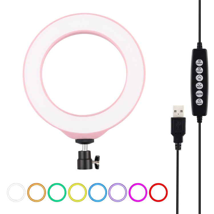 PULUZ 6.2 pollici 16 cm USB 10 modalità 8 colori RGBW dimmerabile anello LED Vlogging fotografia luci video con testa a sfera per treppiede, 6.2 inch RGBW