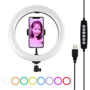 Anello LED RGBW 10.2" USB con testa a sfera per smartphone