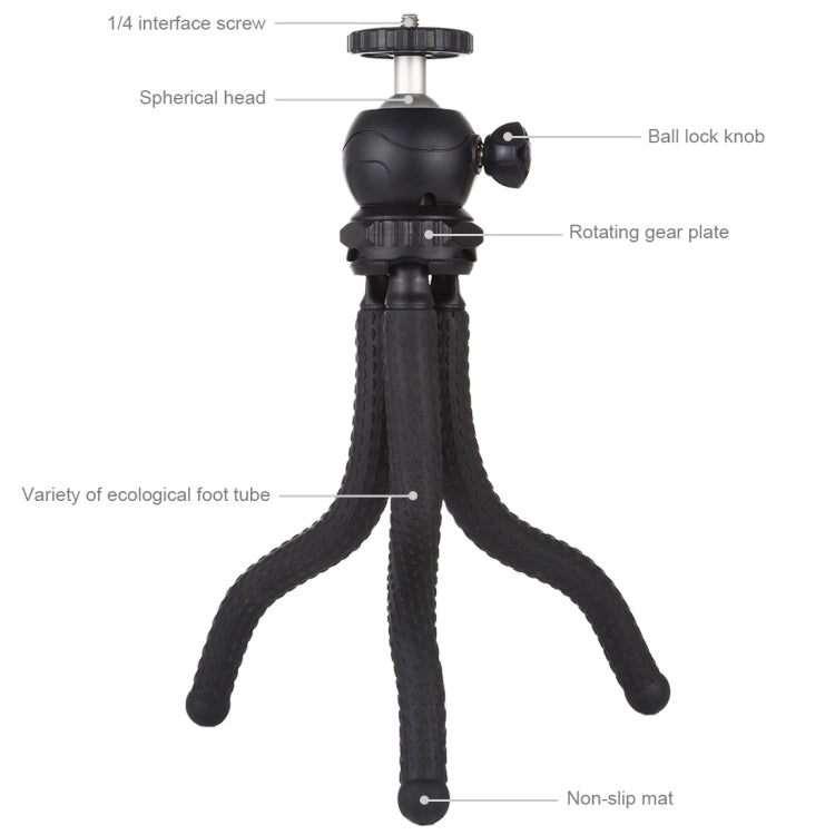 PULUZ Mini Octopus Supporto treppiede flessibile con testa a sfera per fotocamere reflex, GoPro, cellulare, dimensioni: 25 cm x 4,5 cm, 25cm Tripod(US), 25cm Tripod