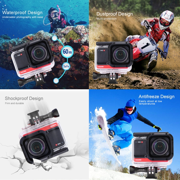 PULUZ Custodia per immersione subacquea con profondità di 60 m Custodia impermeabile per fotocamera per Insta360 ONE R 4K Edizione grandangolare, For Insta360 ONE R 4K Edition
