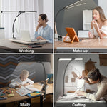 Lampada da scrivania LED doppia testa con clip e collo d'oca