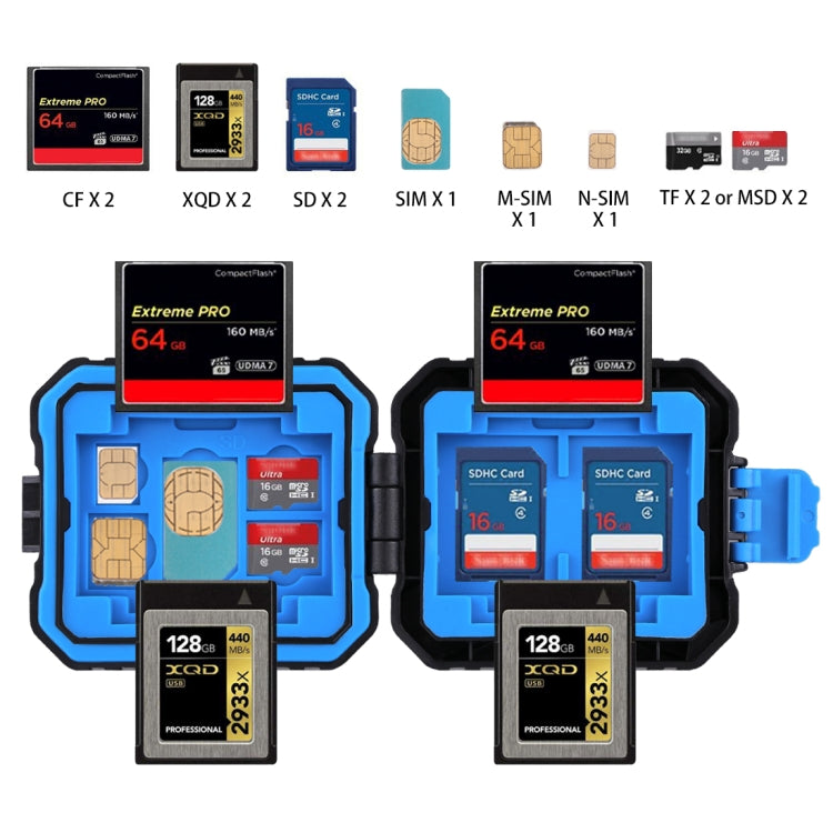 Custodia per scheda di memoria PULUZ 11 in 1 per schede 3SIM + 2XQD + 2CF + 2TF + 2SD, 11 in 1