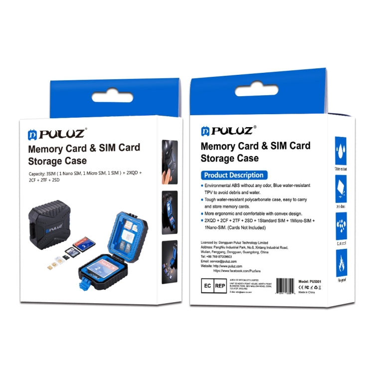 Custodia per scheda di memoria PULUZ 11 in 1 per schede 3SIM + 2XQD + 2CF + 2TF + 2SD, 11 in 1
