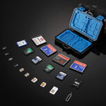 Custodia per scheda di memoria PULUZ 27 in 1 per 4CF + 8SD + 9TF + 1 PIN scheda + 1 SIM standard + 2 Micro-SIM + 2 Nano-SIM, 27 in 1, 27 in 1 (US)