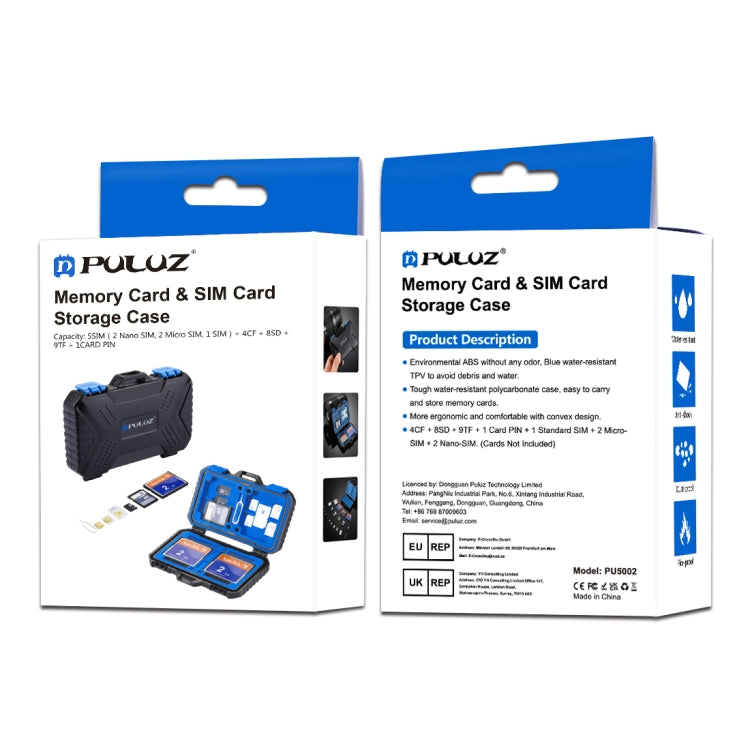 Custodia per scheda di memoria PULUZ 27 in 1 per 4CF + 8SD + 9TF + 1 PIN scheda + 1 SIM standard + 2 Micro-SIM + 2 Nano-SIM, 27 in 1, 27 in 1 (US)