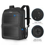 PULUZ Borsa per laptop con zaino a doppia spalla per fotocamera portatile da esterno a energia solare, Solar Shoulders Backpack