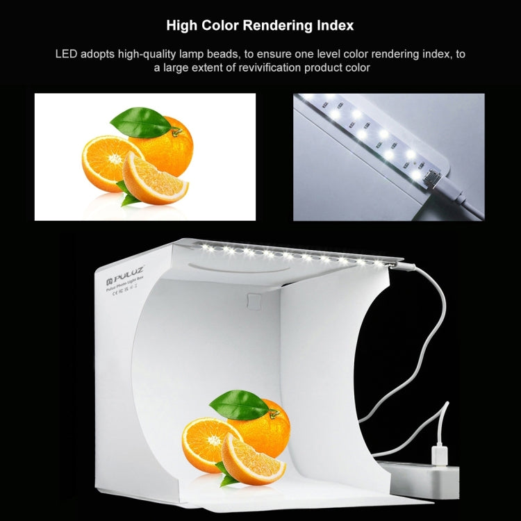 PULUZ Kit tenda da studio pieghevole portatile da 550LM per illuminazione fotografica da 20 cm, con fondali a 6 colori (nero, bianco, arancione, rosso, verde, blu), dimensioni da aperto: 24 cm x 23 cm x 23 cm, 20cm Box, 20cm Box(US), 20cm Box(UAE Stock)