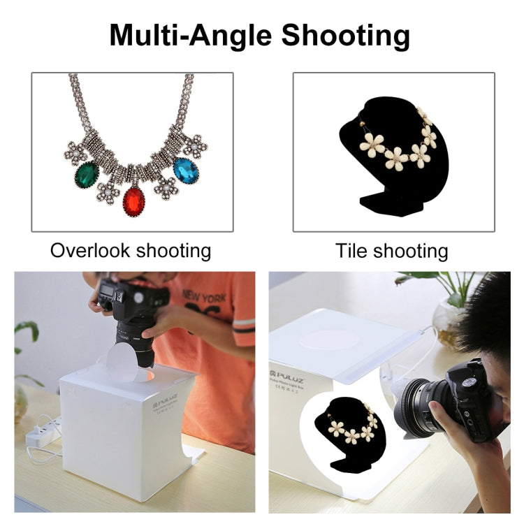 PULUZ Kit tenda da studio pieghevole portatile da 550LM per illuminazione fotografica da 20 cm, con fondali a 6 colori (nero, bianco, arancione, rosso, verde, blu), dimensioni da aperto: 24 cm x 23 cm x 23 cm, 20cm Box, 20cm Box(US), 20cm Box(UAE Stock)