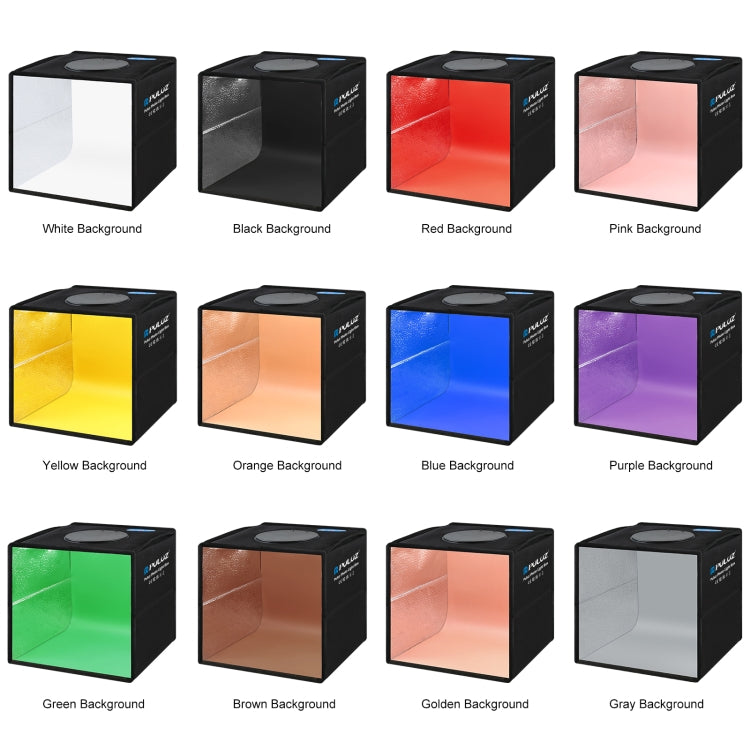 PULUZ 25 cm pieghevole portatile alta 97 CRI luce anulare illuminazione fotografica studio tenda da tiro con 12 colori fondali, dimensioni: 25 cm x 25 cm x 25 cm, 25cm High CRI Box, 25cm High CRI Box US