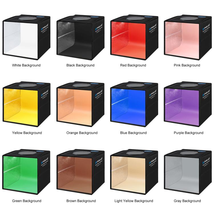 PULUZ 25 cm pieghevole portatile alta 97 CRI luce anulare illuminazione fotografica studio tenda da tiro con 12 colori fondali, dimensioni: 25 cm x 25 cm x 25 cm, 25cm High CRI Box, 25cm High CRI Box US