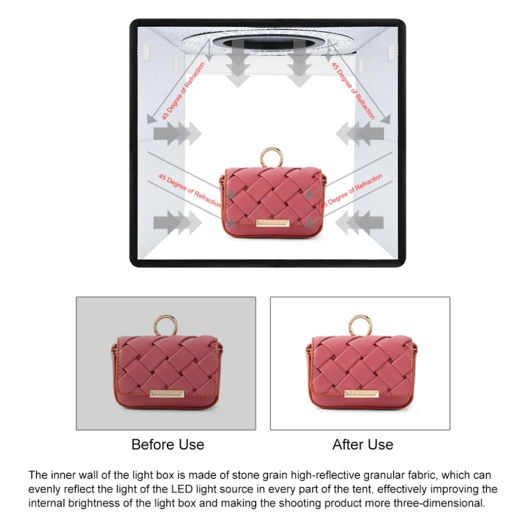 PULUZ 25 cm pieghevole portatile alta 97 CRI luce anulare illuminazione fotografica studio tenda da tiro con 12 colori fondali, dimensioni: 25 cm x 25 cm x 25 cm, 25cm High CRI Box, 25cm High CRI Box US