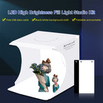PULUZ Kit tenda da studio pieghevole portatile da 550LM per illuminazione fotografica da 20 cm con fondali in 2 colori (nero, bianco), dimensioni da aperto: 24 cm x 23 cm x 23 cm, 1 LED Panel, 20cm Box with 2 Colors Backdrops