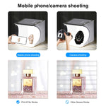 PULUZ Kit tenda da studio pieghevole portatile da 550LM per illuminazione fotografica da 20 cm con fondali in 2 colori (nero, bianco), dimensioni da aperto: 24 cm x 23 cm x 23 cm, 1 LED Panel, 20cm Box with 2 Colors Backdrops