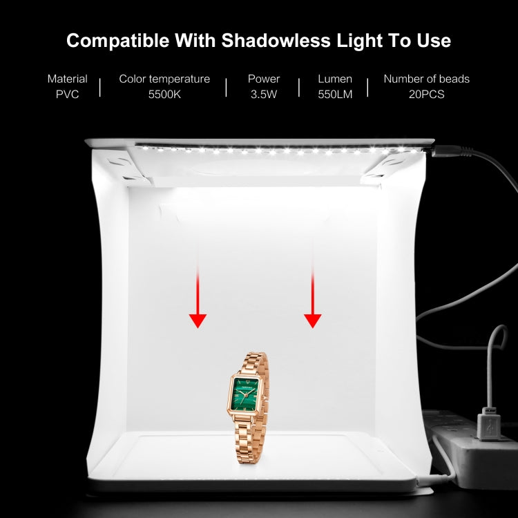 PULUZ Kit tenda da studio pieghevole portatile da 550LM per illuminazione fotografica da 20 cm con fondali in 2 colori (nero, bianco), dimensioni da aperto: 24 cm x 23 cm x 23 cm, 1 LED Panel, 20cm Box with 2 Colors Backdrops