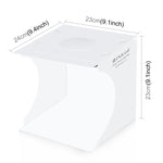 PULUZ 20 cm include 2 pannelli LED pieghevoli portatili 1100LM luce illuminazione fotografica studio di ripresa kit tenda con fondali a 2 colori (nero, bianco), dimensioni da aperto: 24 cm x 23 cm x 23 cm, 2 LED Panels                                  ...