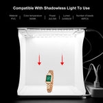 PULUZ 20 cm include 2 pannelli LED pieghevoli portatili 1100LM luce illuminazione fotografica studio di ripresa kit tenda con fondali a 2 colori (nero, bianco), dimensioni da aperto: 24 cm x 23 cm x 23 cm, 2 LED Panels                                  ...