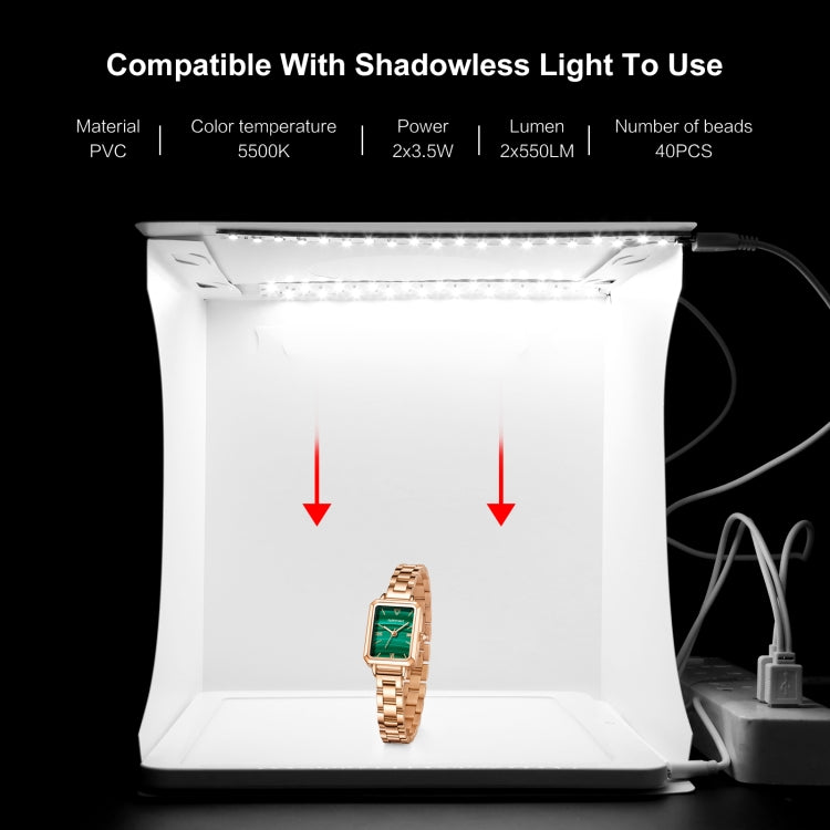 PULUZ 20 cm include 2 pannelli LED pieghevoli portatili 1100LM luce illuminazione fotografica studio di ripresa kit tenda con fondali a 2 colori (nero, bianco), dimensioni da aperto: 24 cm x 23 cm x 23 cm, 2 LED Panels                                  ...