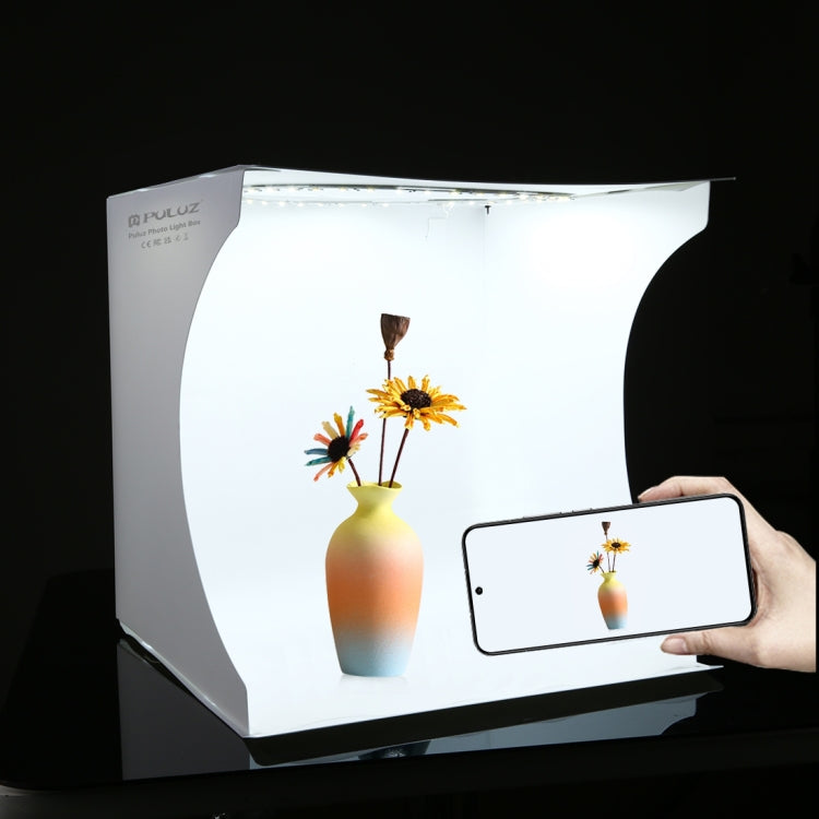 PULUZ 30 cm pieghevole portatile pannello luminoso ad anello illuminazione fotografica studio tenda da tiro kit con 6 colori fondali (nero, bianco, giallo, rosso, verde, blu), dimensioni da aperto: 31 cm x 31 cm x 32 cm, 30cm Box(RU), 30cm Box